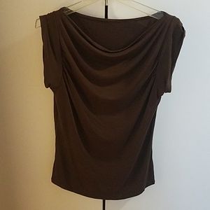 Brown Cowel Neck Shirt